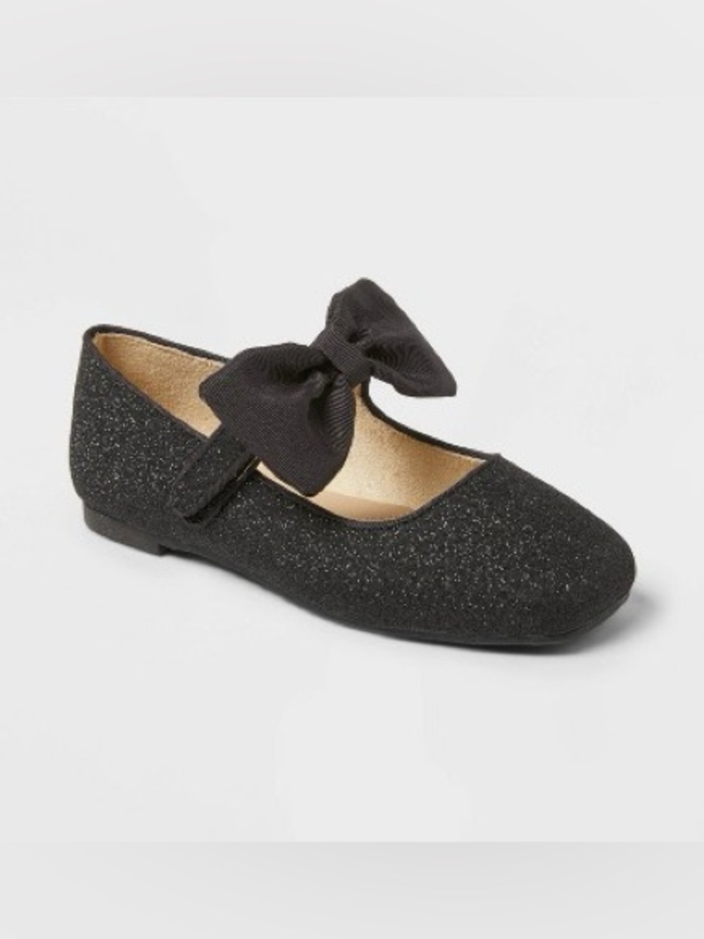 Cat & Jack Black Glitter Ballet Flats with Bow